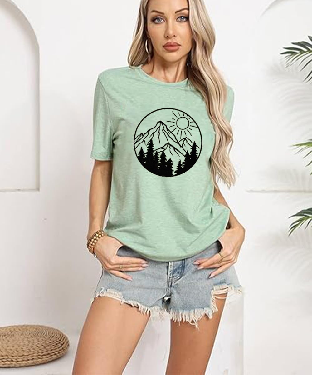 Adventure Awaits Hiking Tops Women Graphic Tees Nature Mountain Shirt image 3