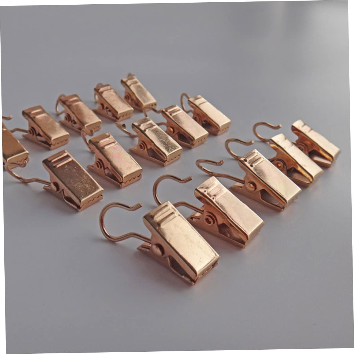 Ciieeo 3sets Light Golden Drapery Iron Curtain Rings with Hooks Skid Clips for Easy Installation Design for Pocket Curtains 30pcs*3