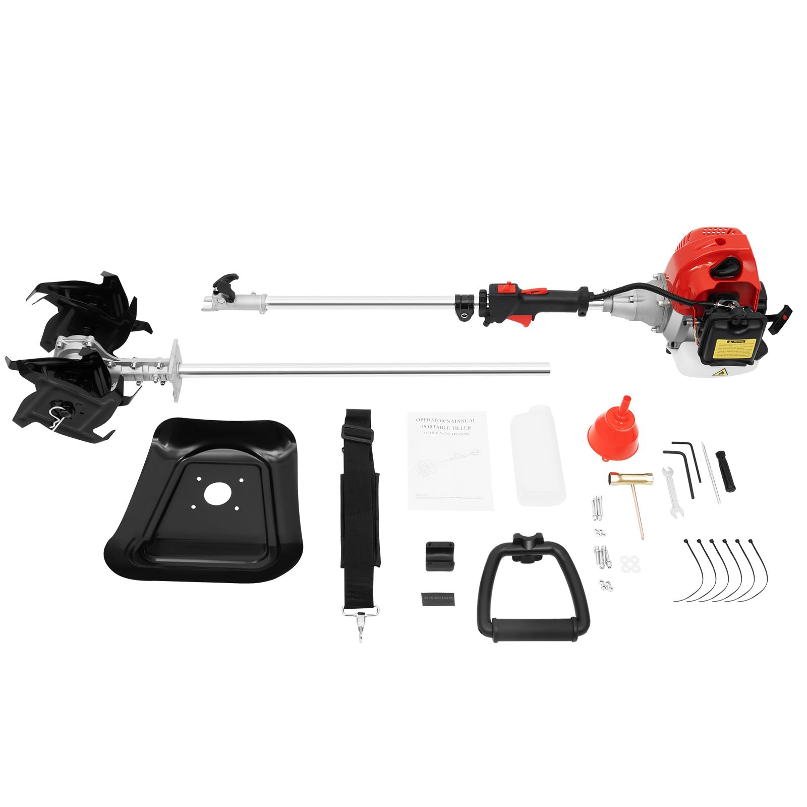 Rototiller a gas de 51.7 CC, cultivador de mano pequeño de un solo cilindro de 2 tiempos, 6500 RPM refrigerado por aire con tanque de combustible de 1.1 L para deshierbe de suelo suelto de