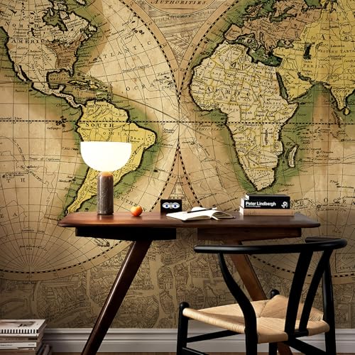Zeeko Large 3D Vintage World Map Wall Mural Peel and