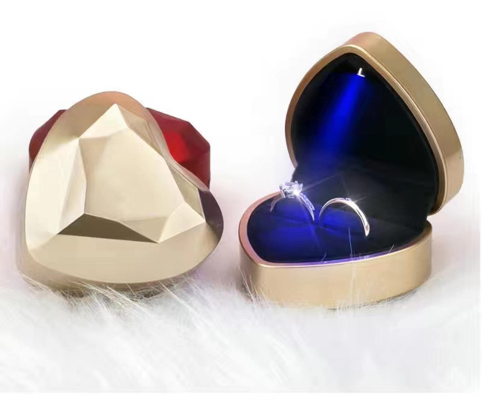 プロポーズ LED指輪ケース リングケース ジュエリー収納 記 送料無料 ギフトボックス LEDライト付き リングケース 指輪ケース 光る プロポーズ 記念日 サプライズ プレゼント 八角形 指輪入れ  ジュエリーボックス | Plus Nao