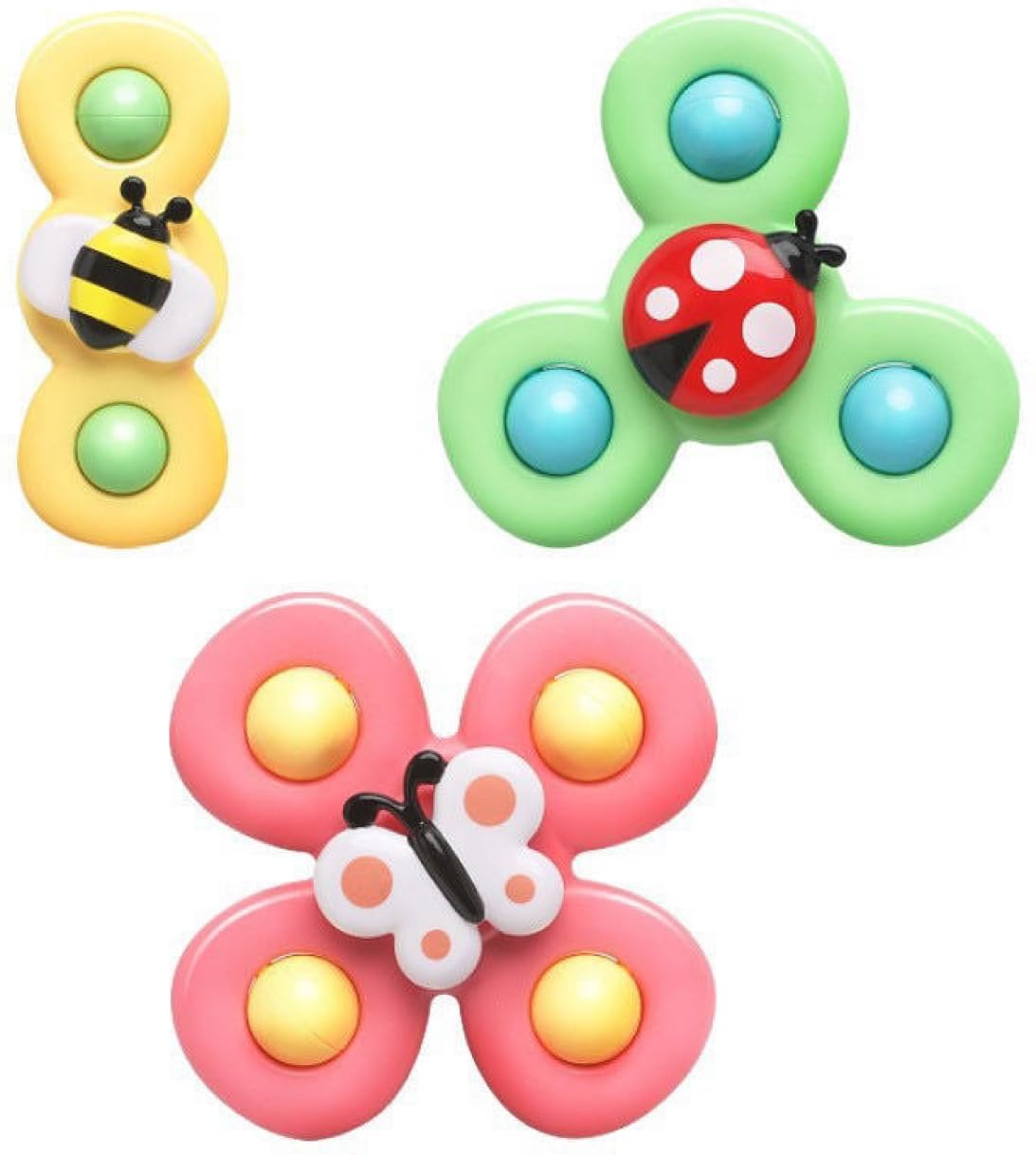Yummy Baby 3PCS Suction Cup Spinner Toys for Girls and Boys Ages 18 Month+, Perfect for Birthday Gifts, Sensory Bath Toys for Toddlers (3 Pack) (Set 6)