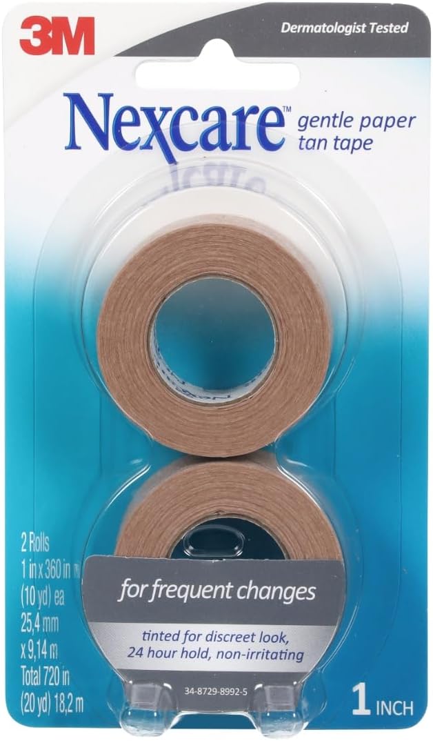 Gentle Paper First Aid Tape T781-2PK, Tan, 1 in x 10 yds