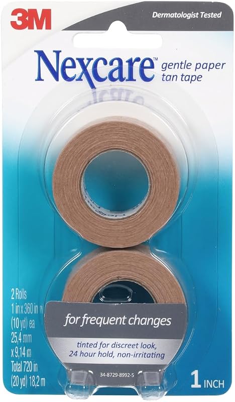 Gentle Paper First Aid Tape T781-2PK, Tan, 1 in x 10 yds