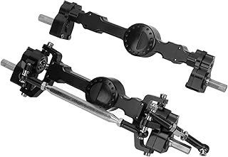 Dilwe RC Front Axle Rear Axle Set, 146MM/5.75inch CNC Aluminum Front and Rear Axle Set for MN98 D90 D91 D99 MN99S 1:12, 2 Colors RC Upgrades Accessories Part(Black)