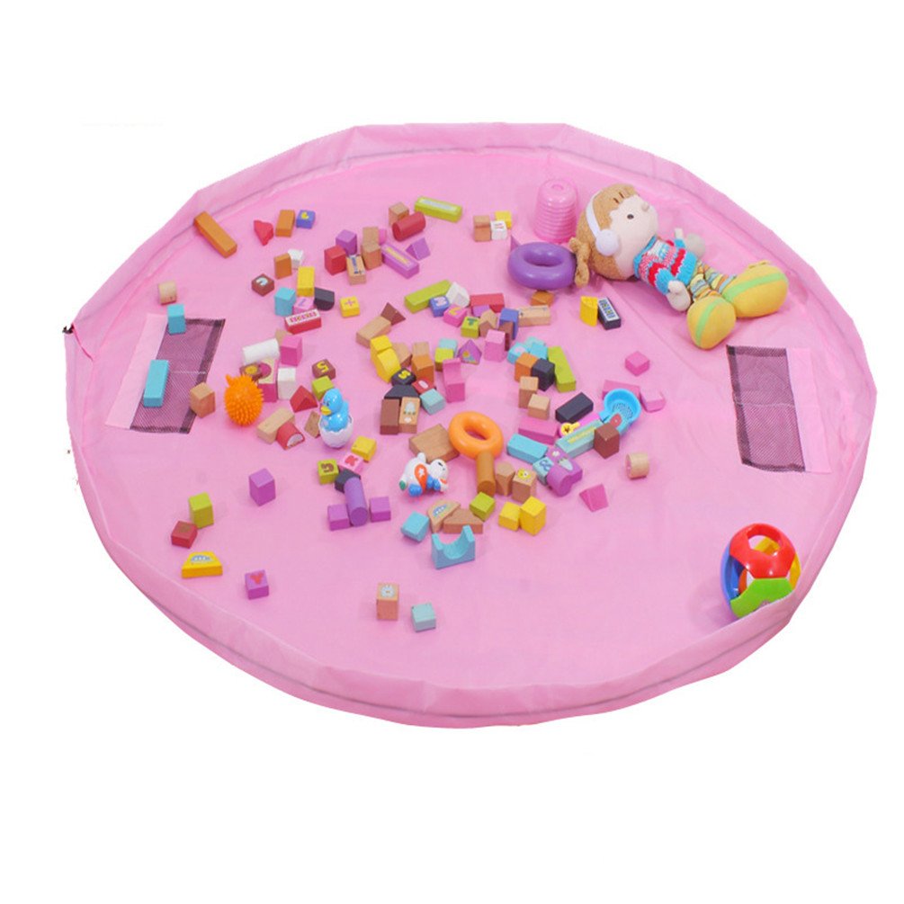Large 60 Inches Diameter Baby Kids Play Floor Mat Toy Storage Bag Organizer Pink