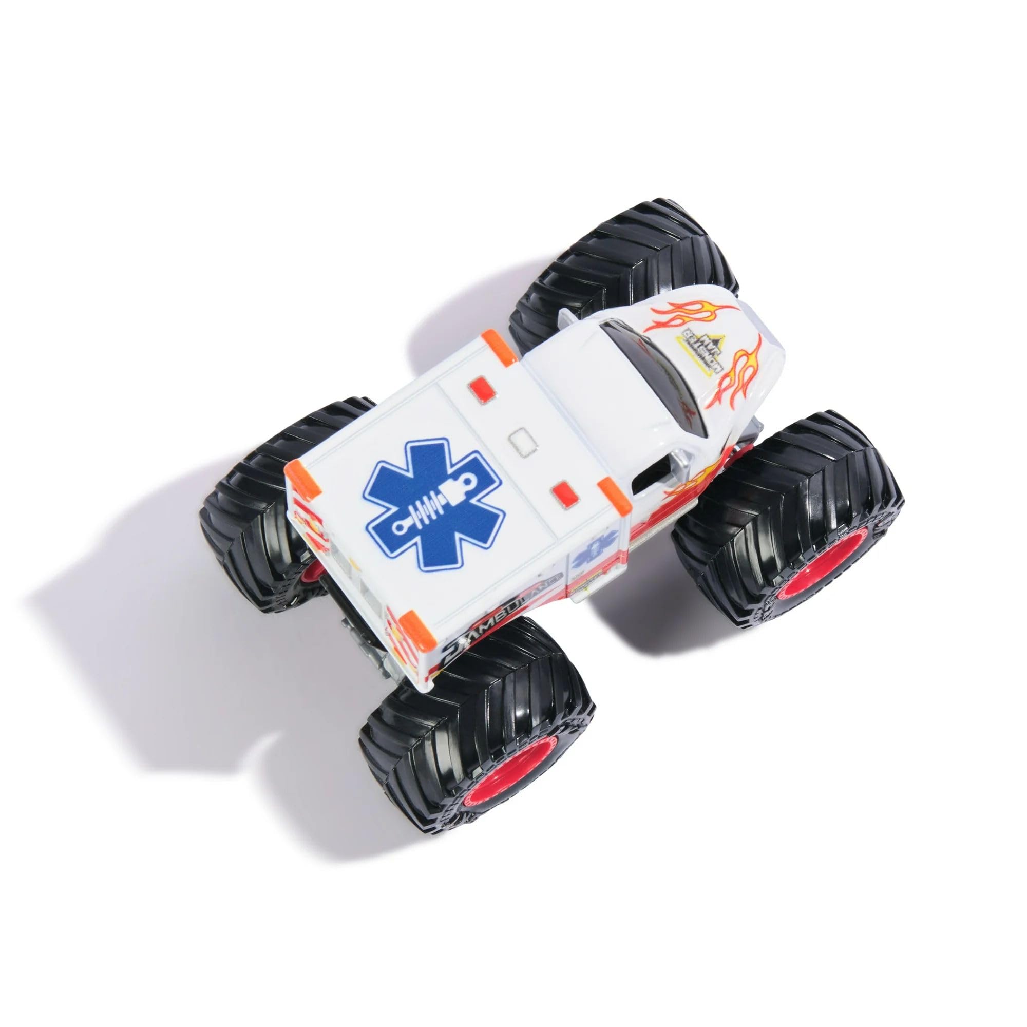 Monster Jam Jambulance Die-Cast Pojazd, skala 1:64, biała ambulans, zabawka Monster Truck, wiek 3 lat i więcej