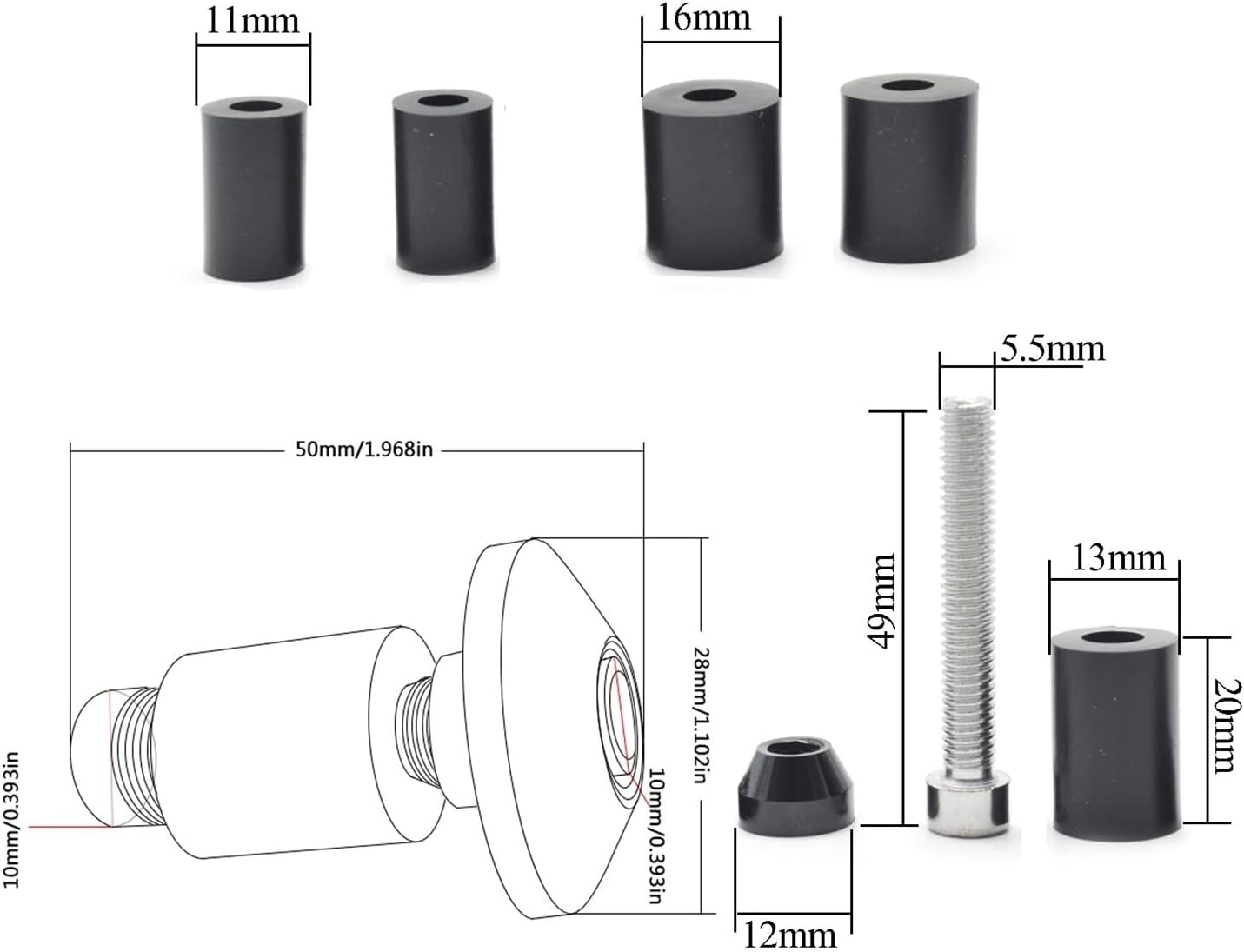 Motorcycle Handlebar End Plug 22mm Motorcycle Handlebar Grips End Bar Cap End Plug For HO&ND&A CB600F CB600 CB599 CB900F Hornet250 600 900 CB500F CB919