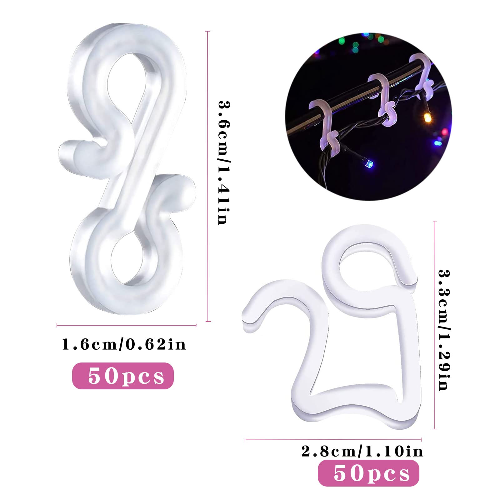 Kuaima Weihnachtslicht-Clips – 50 Stück, Transparent, Für Dachrinne & Zaun, 3,8 Cm Aufhängebreite