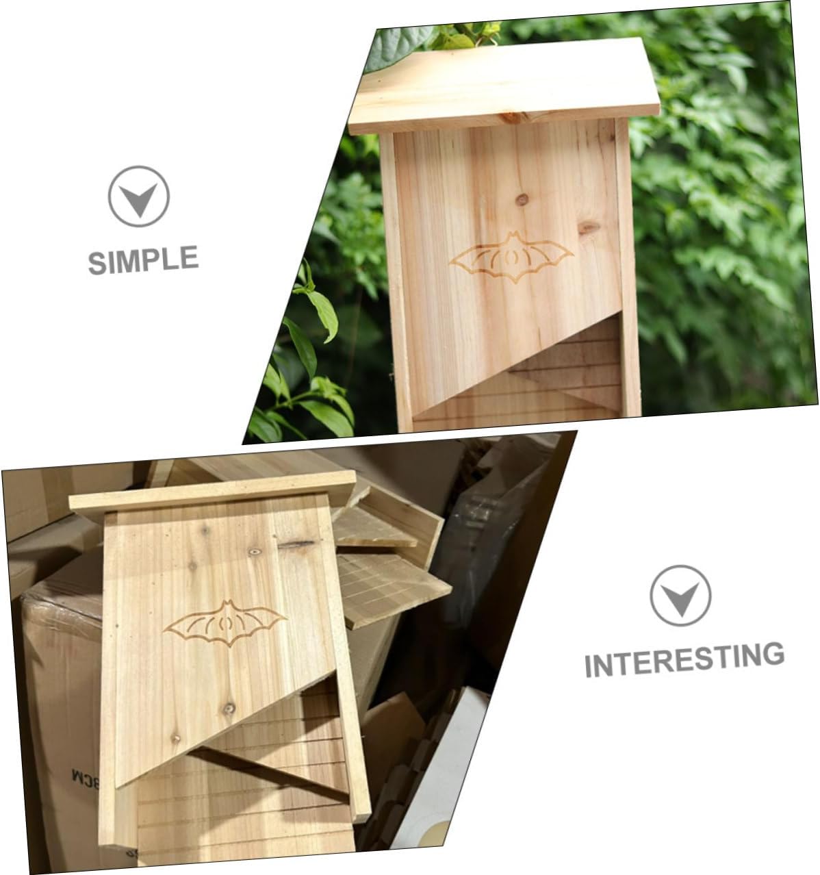 Wooden Bat House Outdoor Bat Box for Yard and Garden Solid Wood Single Chamber for Backyard Wildlife Habitat