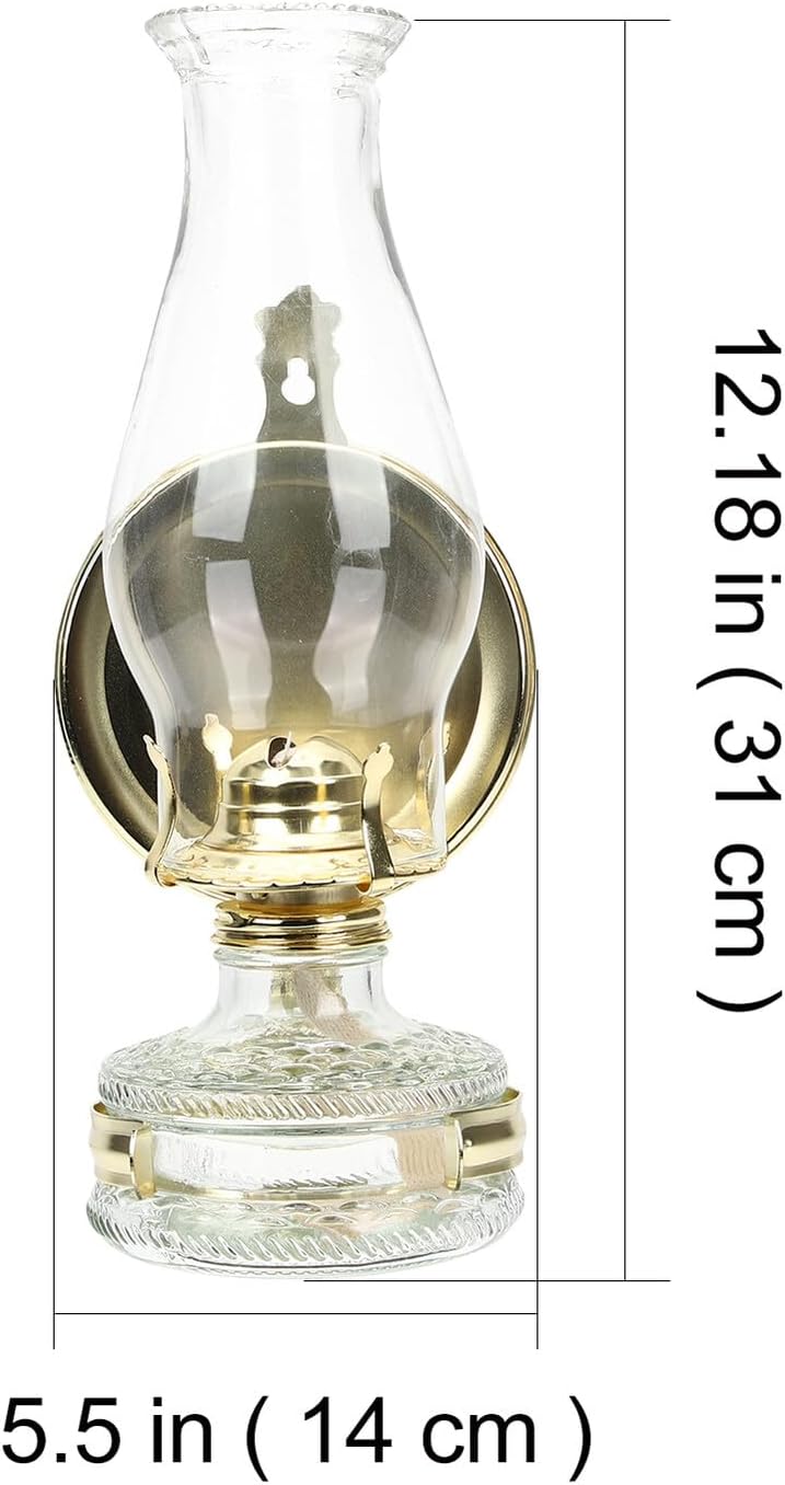 Vintage Tabletop Oil Lamp Glass Kerosene Lamp with Tray Retro Indoor Lighting for Living Bedroom Decor Emergency Use Classic Four-Claw Design