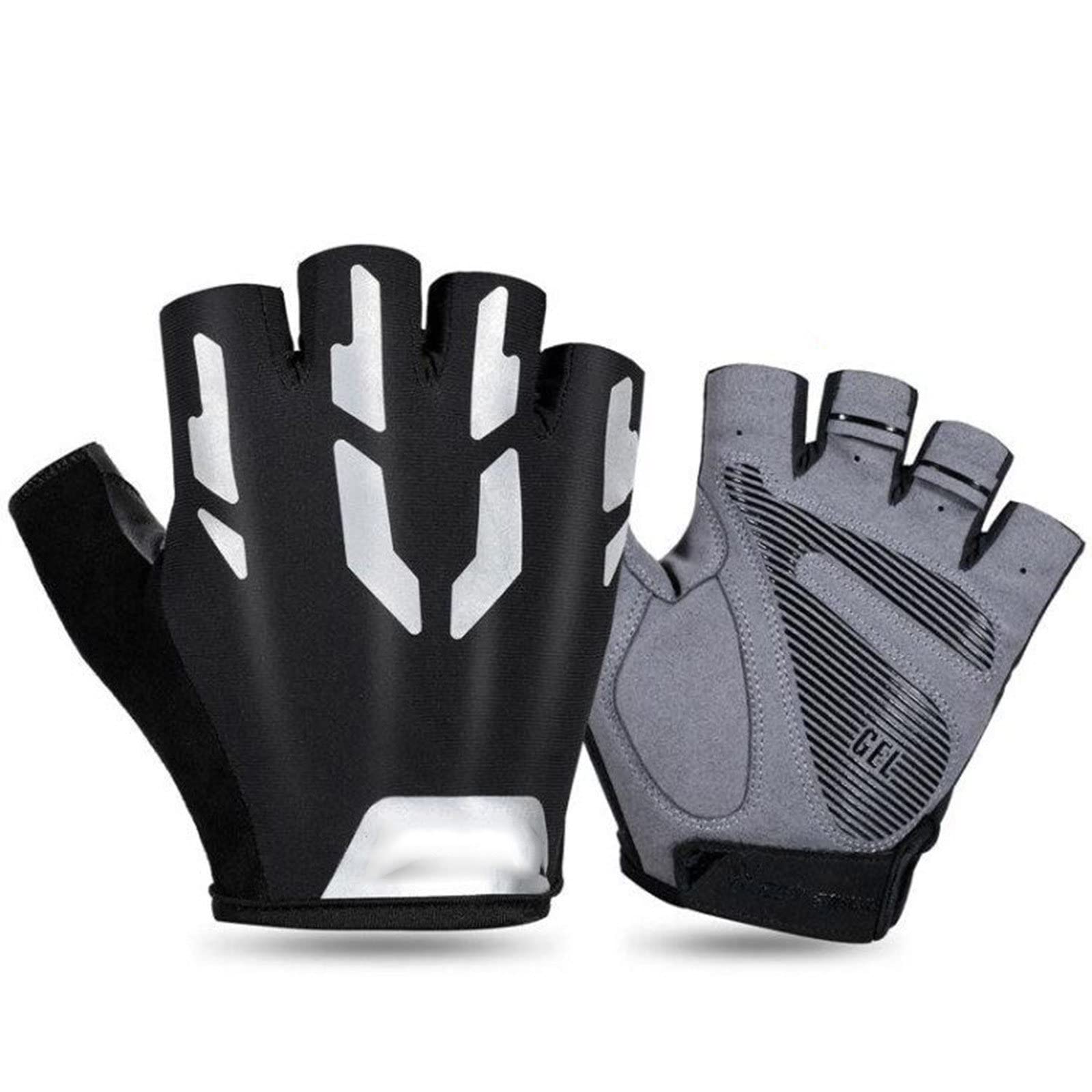 Guanti Da Allenamento Senza Dita Guanti Per Sollevamento Pesi Per Uomini E Donne Con Polsini Supporto Per Allenamento In Palestra Protezione Completa Del Palmo (Colore: B, Taglia: XL) (Blu Grigi - Foto 7