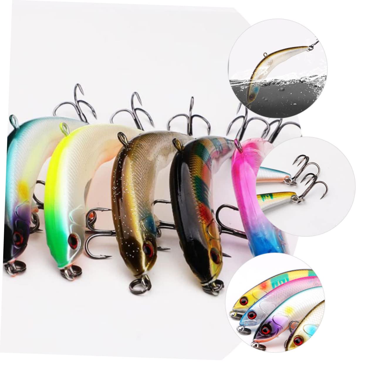 INOOMP 25 Pz Amo da Esca Esche da Pesca Persico Vivide Esche Finte Ami per Pesci d'Acqua Salata Ami da Pesca Artificiali Pesca Realistica Esche per Basso All'aperto 7c Allacciare Metallo