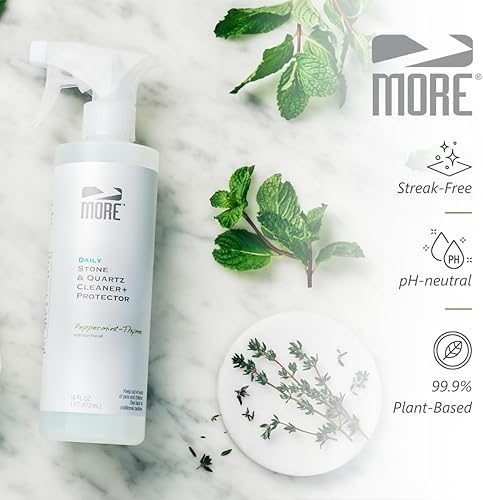 Vista 4 de Limpiador y Protector de Piedra y Cuarzo MORE - Fórmula a Base de Agua para Superficies de Piedra Natural y Cuarzo (Pinta 16 oz - Paquete Doble)