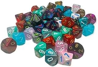 Assorted Mini Dice No 2 with Numbers D10 10mm (3/8in) Pack of 50 Chessex