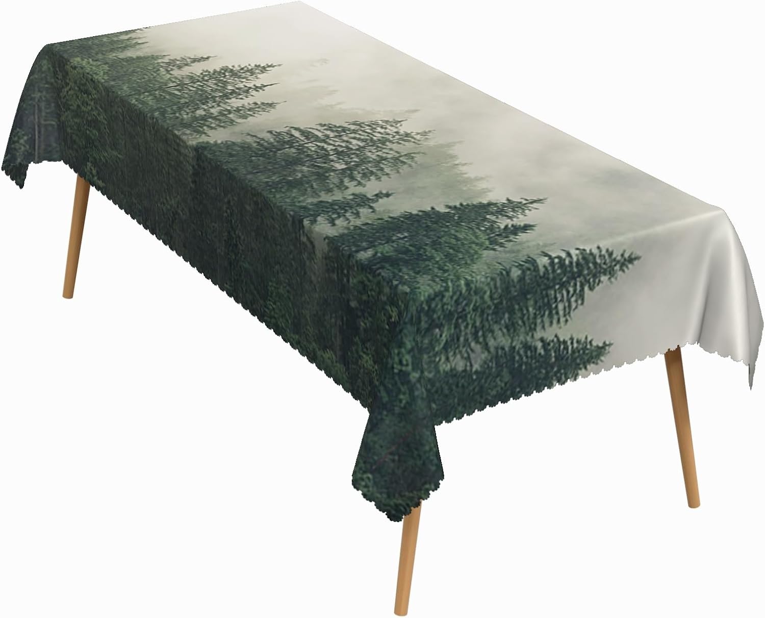 70x140 Inch Nature Rectangle Tablecloth Forest Silhouette Painting Table Cloth Washable Durable Table Cover for Picnic Indoor Gaming Room Decor