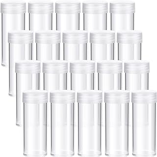45 Pieces Coin Storage Tube Quarter Holders Round Clear Plastic Quarter Tubes for Coins Penny Coin Holders Coin Container with Screw on Lid for Coins Collection Bank