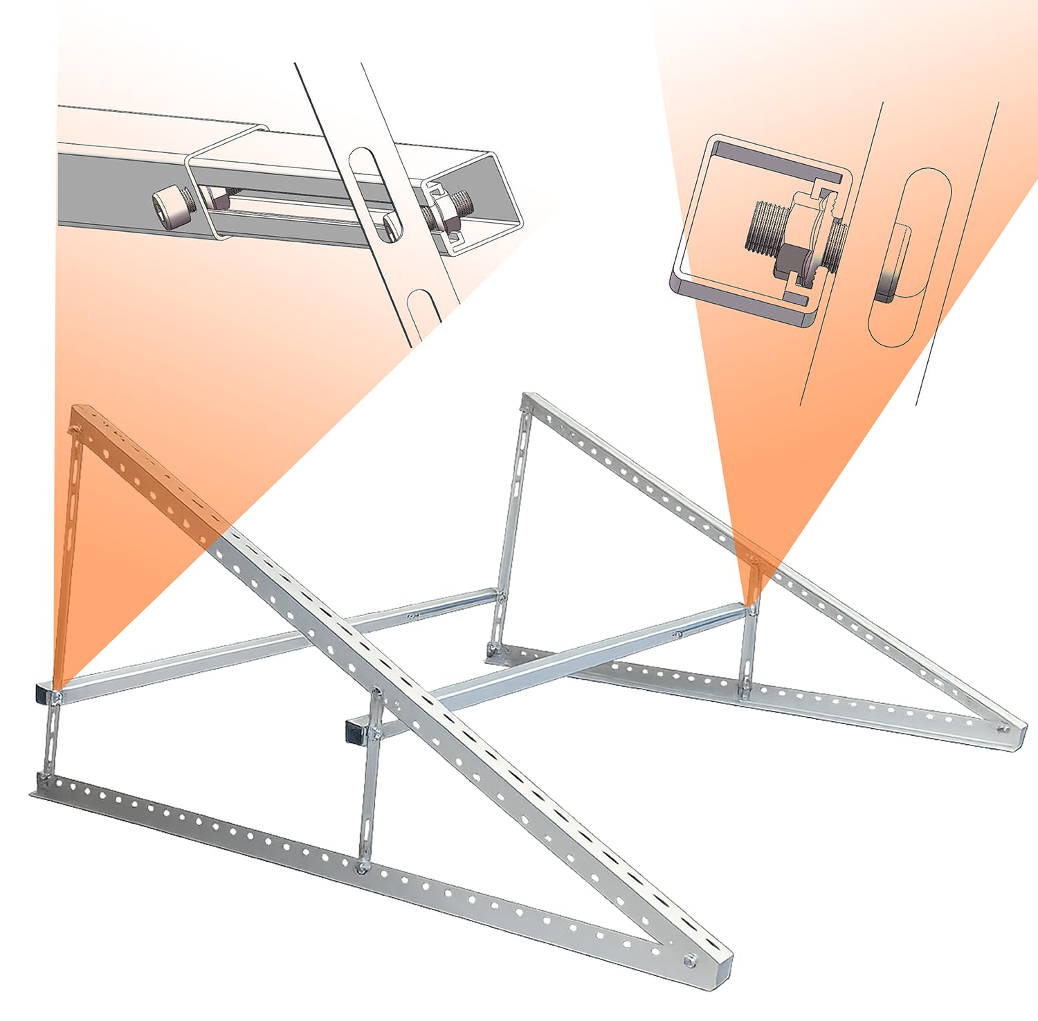 Dreieckiges Ballast-Set für 2 Solarpanel-Montage 1180mm Solarmodul Aufständerung, Vollständig einstellbar!