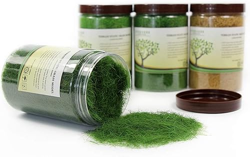 Miniatura 6 de CFA4 4 x 10.1 fl oz mixto 0.472 in césped estático terreno polvo verde hierba falsa jardín miniatura paisaje artificial mesa de arena modelo de