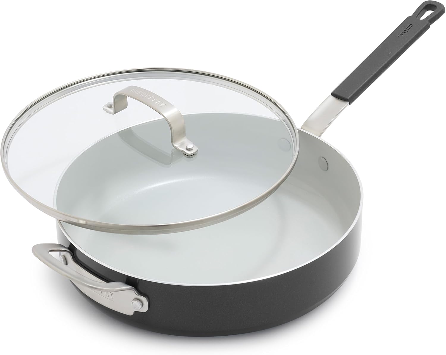 GreenPan x Bobby Flay 4.5QT Sauté Pan with Glass Lid, Professional Grade Aluminum, PFAS & PFOA-Free Ceramic Nonstick, Induction Suitable, Stay-Cool Silicone Handle, Dishwasher & Oven Safe, Graphite