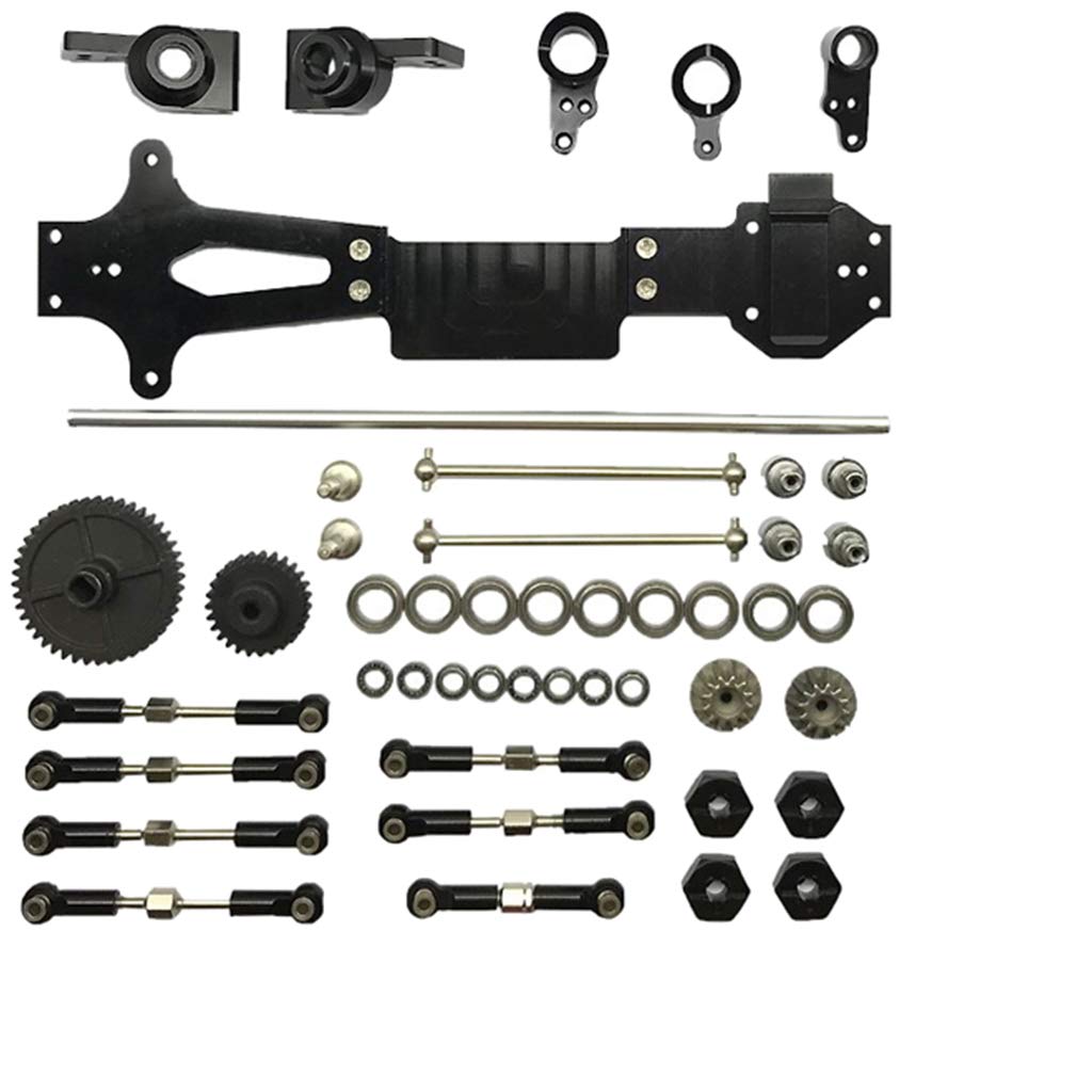 49 Stück RC Auto Teile Ersatzteile Metall Differenzial Stoßdämpfer Lenkungsnabe für Reparatur Und Zubehör Wltoys 14400, Schwarz, wie Beschreibung