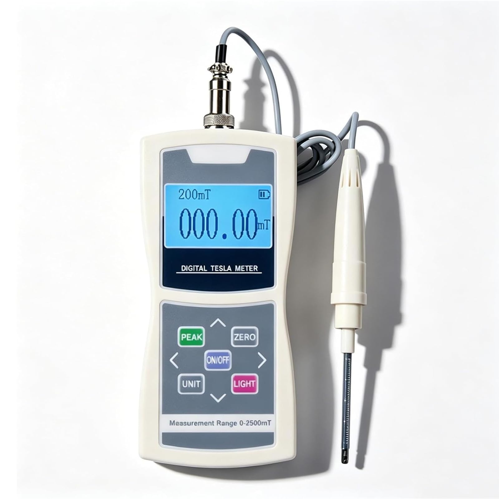 Medidor digital de Gauss, probador de campo magnético de superficie de 200 mt/2000 mt, con sonda de metal, precisión ± 1.0/2.0%, herramienta de medición de campo magnético de mano