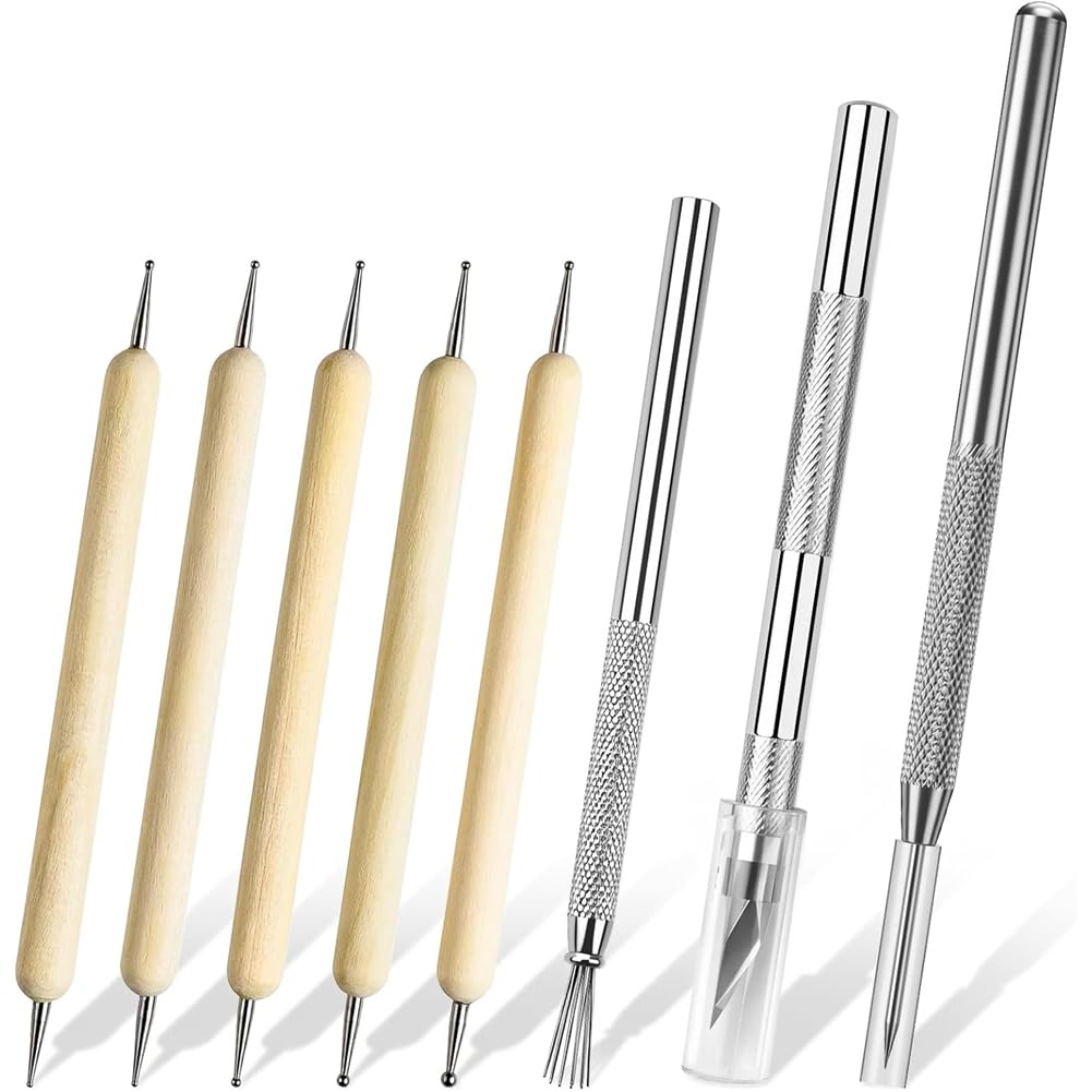 Aundhegrtt As Shown Pottery Carving Tools(8-Pack)- Ball End Dotting Tools- For Rock Painting& Pottery Clay Models