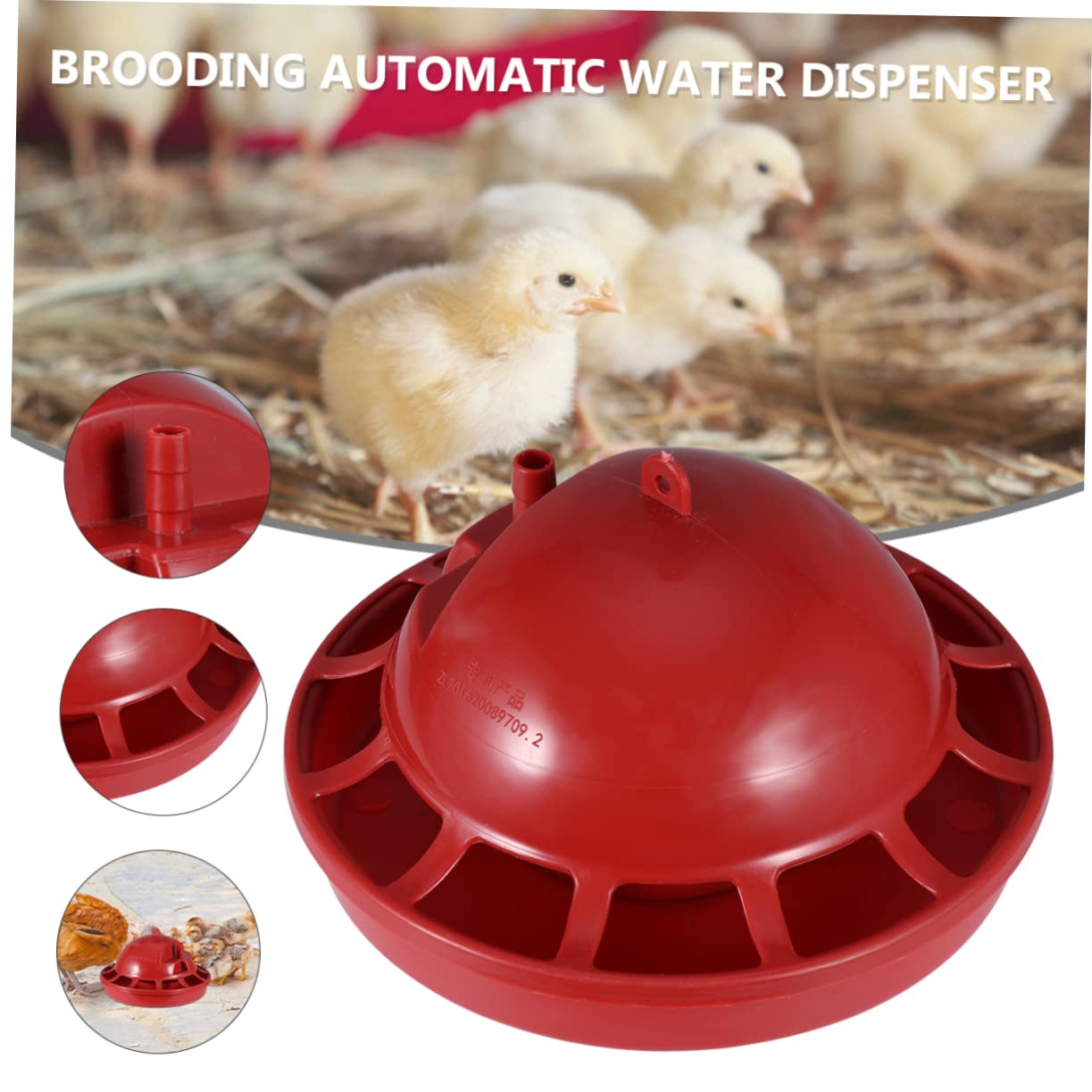 POPETPOP Red Chick Water Fountain Automatic Water Feeder Floating Bowl Chick Bird Feeder for Home Farming