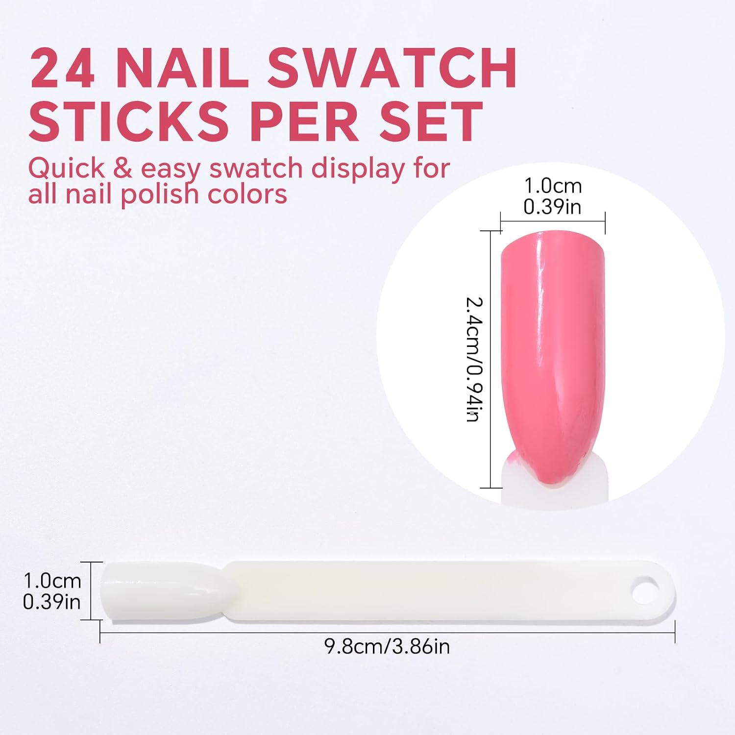 48Pcs Nail Swatch Sticks with Ring Nail Color Display Sticks | Clear and Natural Nail Polish Sample Swatches for Gel Polish, Nail Practice Sticks for Technician Beginner Home Salon Use