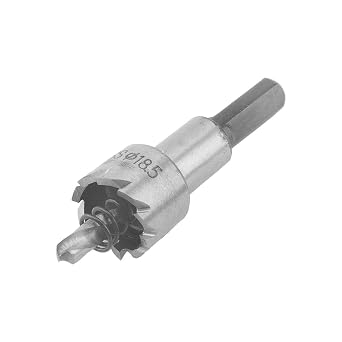 HUIOP 18.5mm Carbide Hole Saw Cutter Drill Bit, Fast Cutting for Stainless Steel Metal with Split Tip No Walking, Over Drill Flange Design,100% Metal Hole Saw Cutter