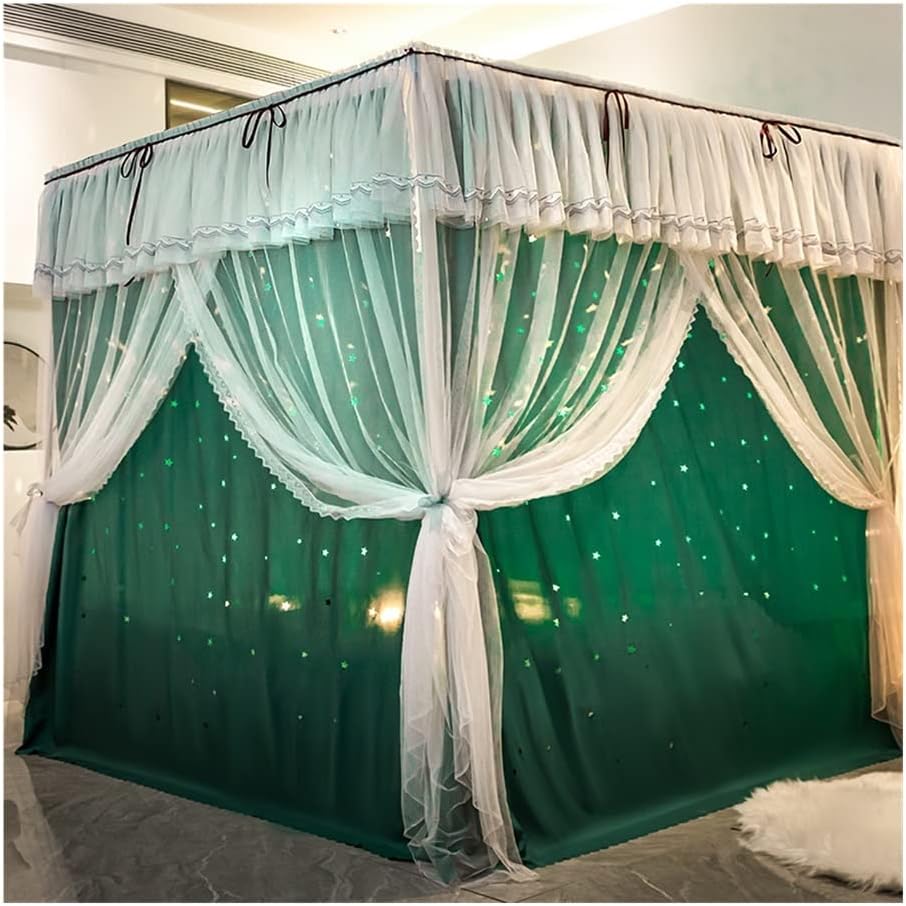 Bedspread Mosquito Net Bed Canopy for 1.8m Beds Decorative Mosquito Net for Girls Bedroom Hollow Out Bed Curtain,Vert 1.8x2x2m