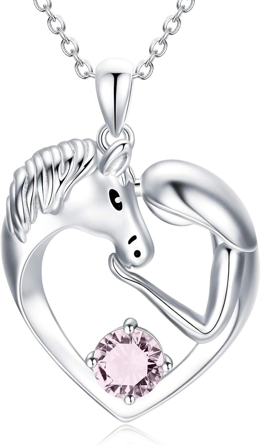 AOBOCO Sterling Silver Horse Necklace, Horse Gifts for Girls Women Horse Lovers Daughter, F-June-Simulated Light Amethyst
