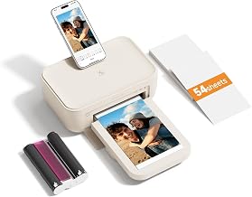 HPRT CP4100 4x6 Photo Printer, Desktop Instant Picture Printer, Wi-Fi Print | Full-Color Thermal Sublimation Printing, 15S AR Video, Fun App, Beige+54 Sheets Photo Paper & 1 Ribbons