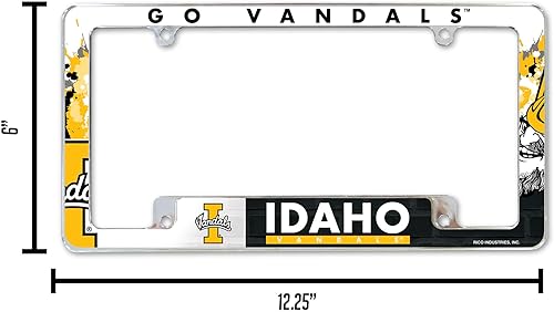Miniatura 68 de Rico Industries Marco de matrícula estándar de la NCAA de 12 x 6 pulgadas, cromado para automóvil, camión, SUV (G-H-I-J-K escuelas)