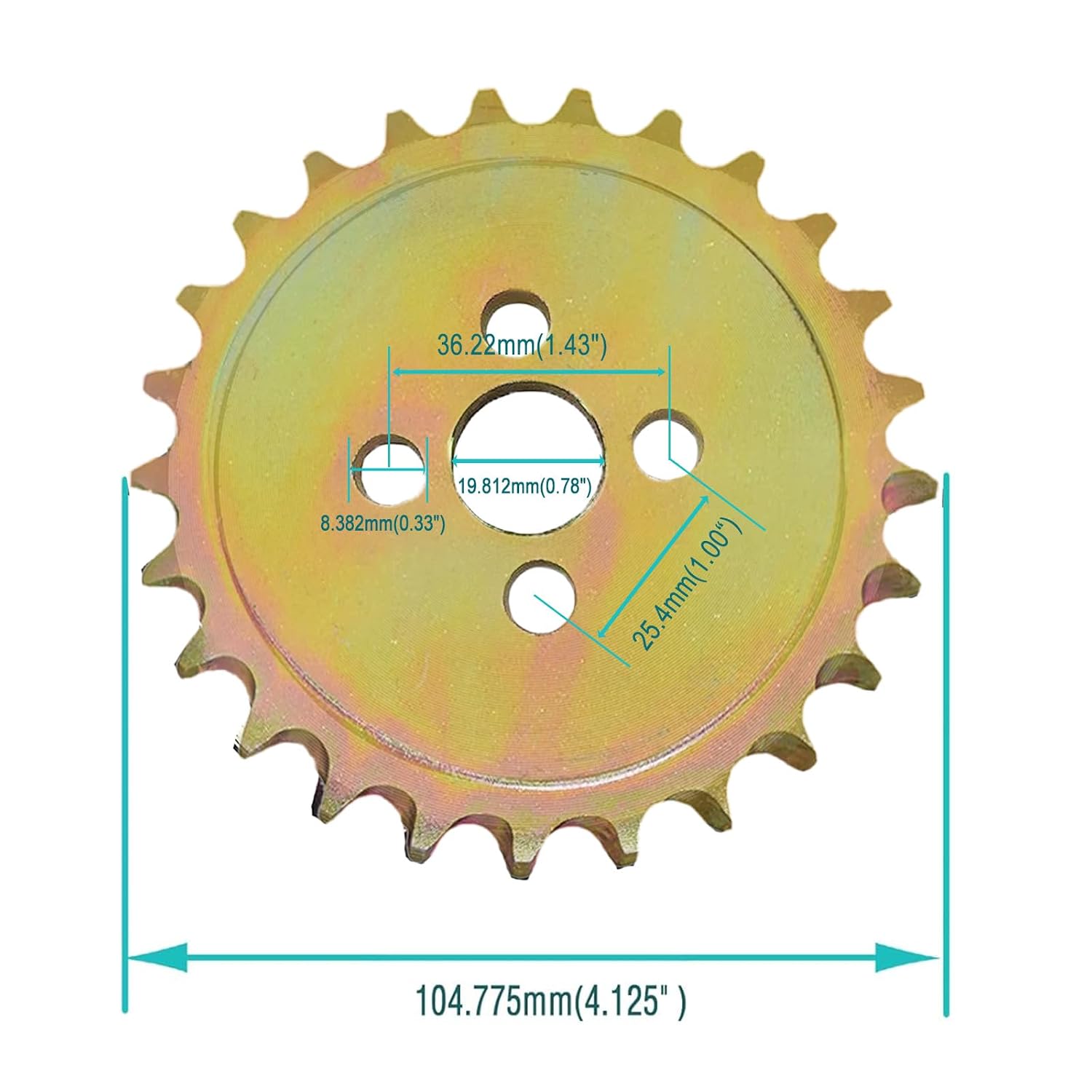 QYMOTO KT196 Chain Sprocket 420 Chain 25 Tooth Chain Front Sprocket Compatible with Coleman KT196 CK196/T Hisun HS200GK Go Kart Chain Sprocket 196 cc 6.5 HP