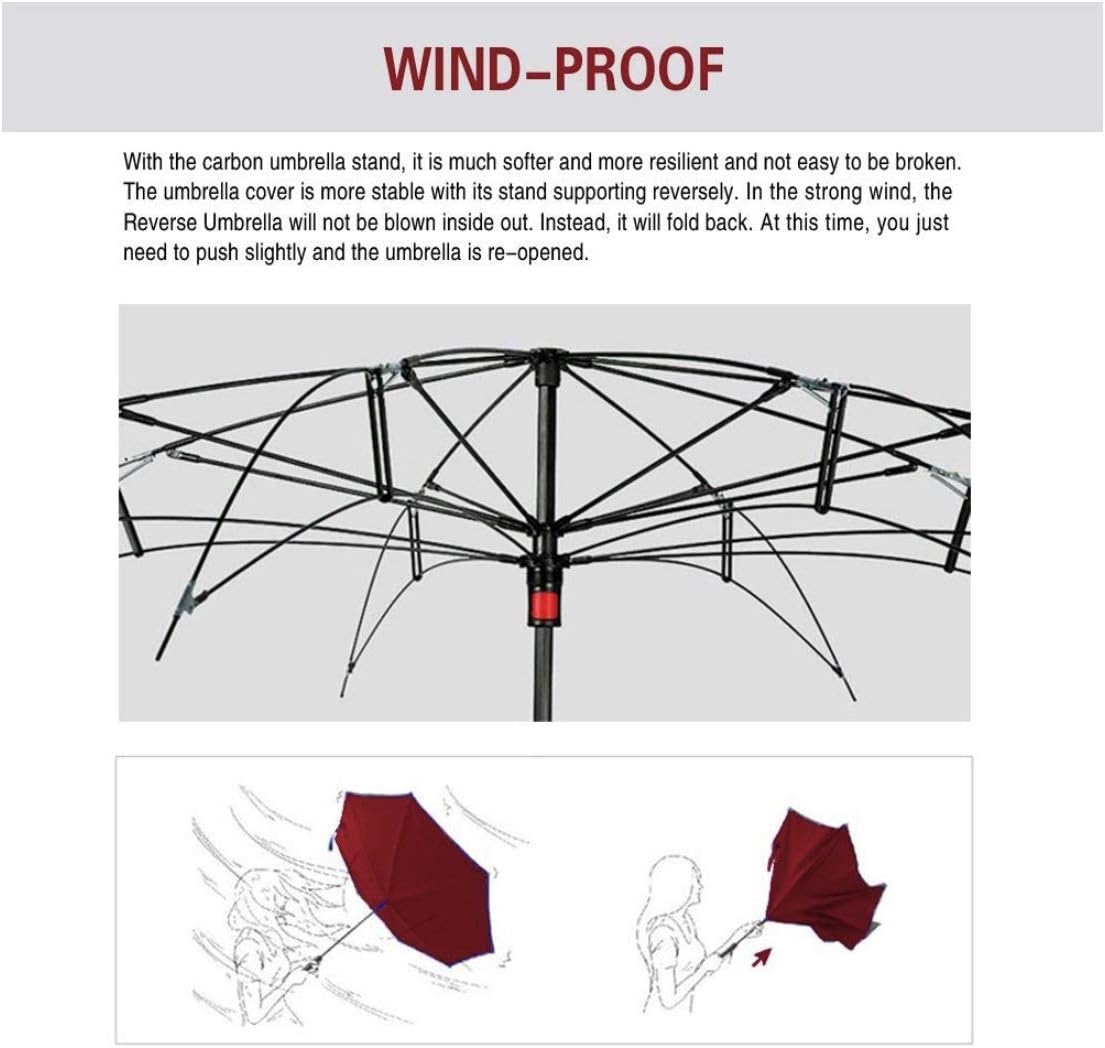 Double Layer Inverted Umbrella, Windproof Reverse Durable Umbrella for UV Protection with C Shape Handle