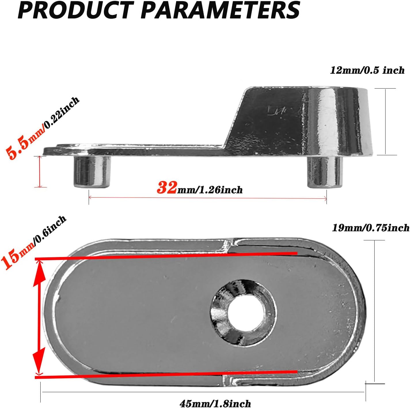 15mm x 30mm Oval Closet Rod End Supports (Single Hole) with Rear Facing 6.5mm Pins (Pack of 40)