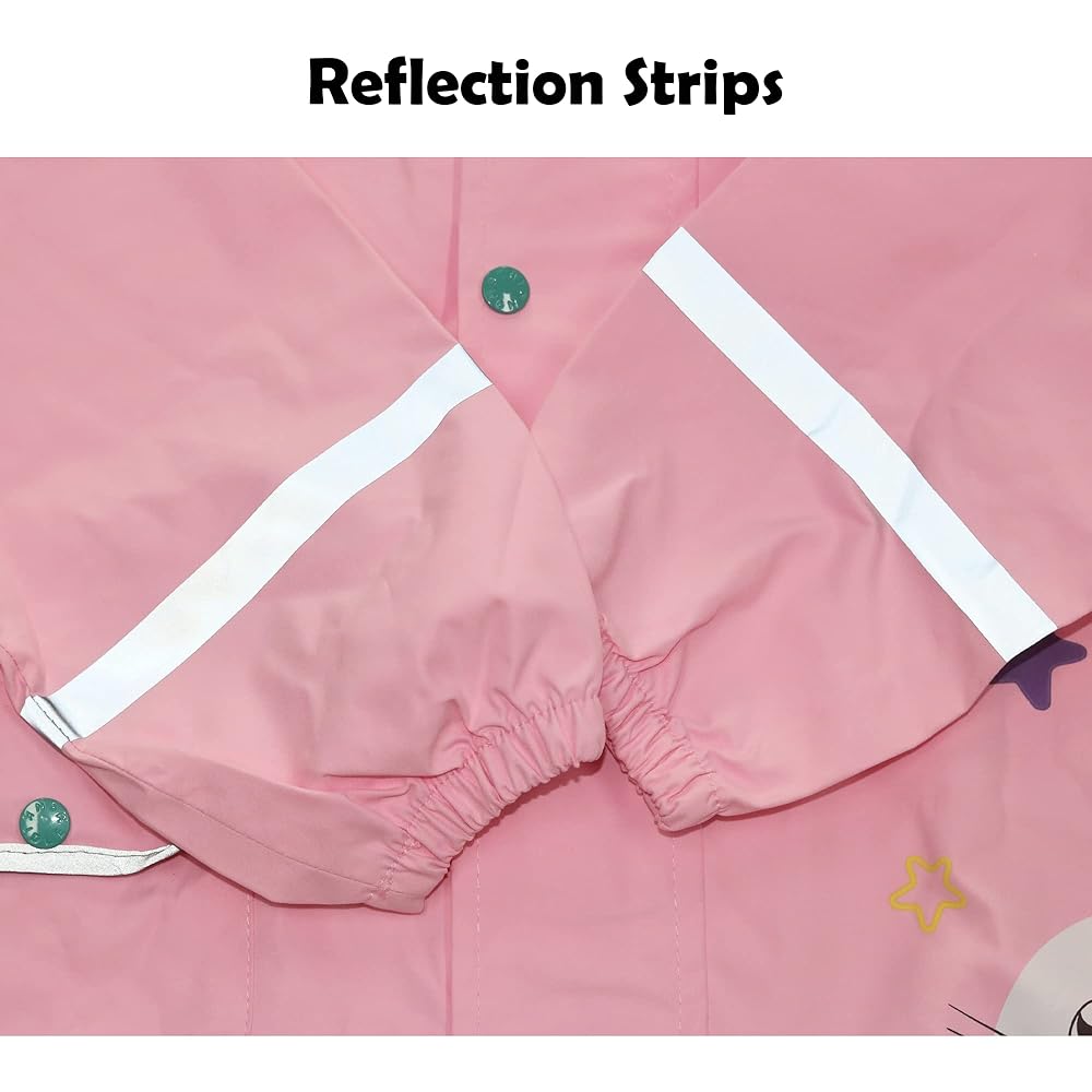 Tuta Impermeabile Bambini Fewlby Con Cappuccio Trasparente | Poncho Pioggia | Strisce Riflettenti | 1-8 Anni - Foto 5