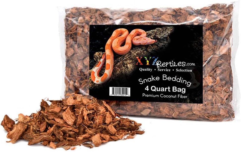 XYZReptiles Premium Coconut Fiber Substrate Snake Bedding Reptile Bedding Terrarium Bedding 4 Quart Bag