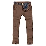 TBMPOY Men\'s Snow Ski Hiking Pants Waterproof Winter Fleece Lined Pants Camping Skiing Ice Fishing Pants with Belt 01 Thick Brown XL