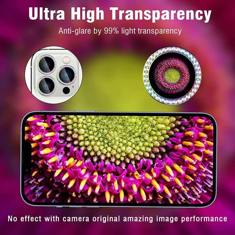 Image of for iPhone 13 Camera Lens Protector & iPhone 13 Mini Camera Lens Protector Tempered Glass, Aluminum Alloy 3D Lens Ring Cover [Night shooting mode] Camera Cover Case Friendly (2 Pack, Red Diamond)