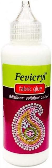 World of Sparkles Fevicryl Fabric Glue for Gems Acrylic Rhinestones Clothes Shoes Adhesive Bonds Machine Washable, 80ml - White