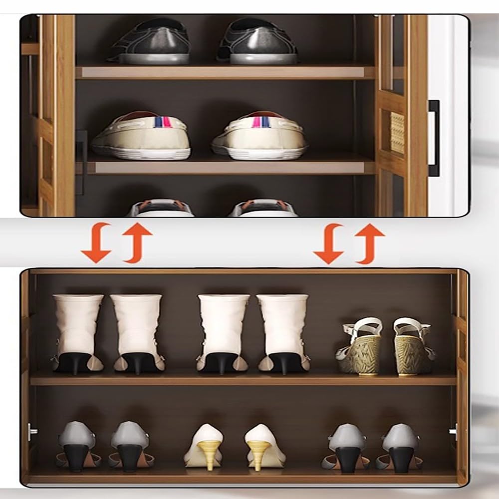 Mueble Zapatero de 5 Niveles con 3 Puertas, 38 Pares de Zapateros con Cajón y Estantes Ajustables, Estante de Madera Organizador para Entrada Pasillo Salón