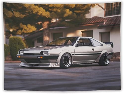 Miniatura 15 de QEOPGNE Tapiz grande para colgar en la pared, diseño de puente de puerta dorada, grandes olas, japonés, retro, Jdm, auto, R34, tapiz para