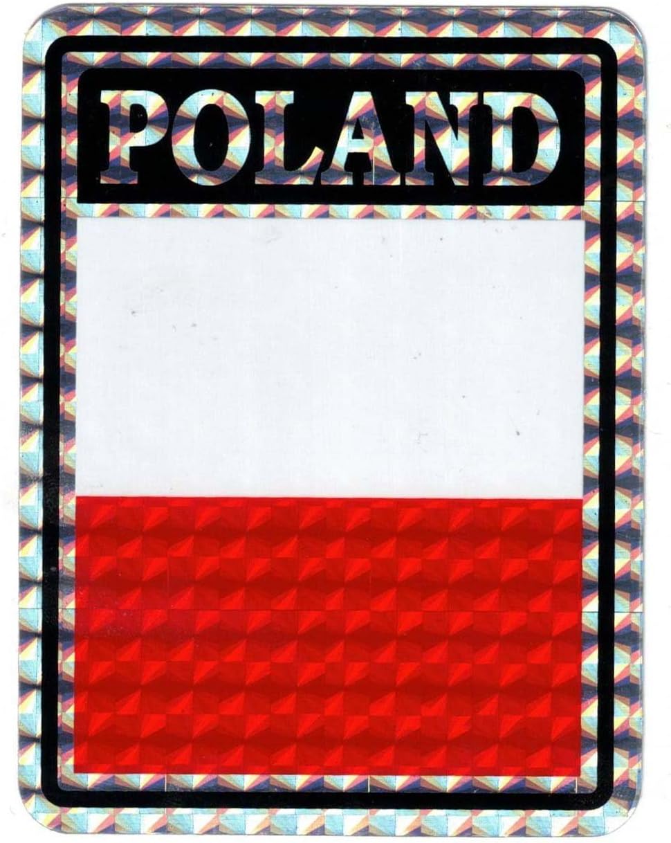 Pack of 50 Poland Plain Country Flag Reflective Decal Bumper Sticker DC-189