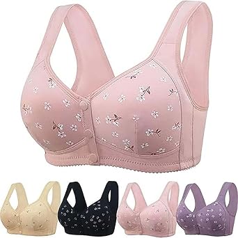 Daisy Bras for Older Women,Front Closure Push up Bra,No Underwire Front Closure Comfort Senior Snap Closing Bra