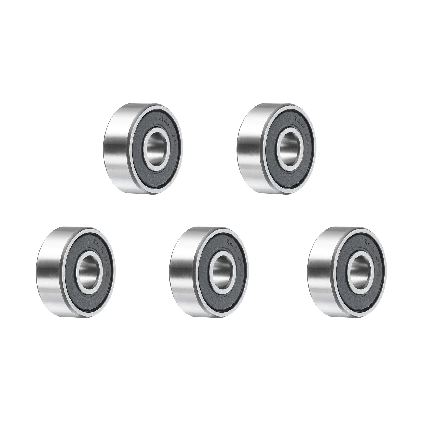 Photo 1 of uxcell 5pcs R4A-2RS Deep Groove Ball Bearings 1/4" ID x 3/4" OD x 9/32" Height P5 Miniature Bearings Double Metal Shielded Chrome Steel Z3 Bearing for Engineering Machinery, Black
