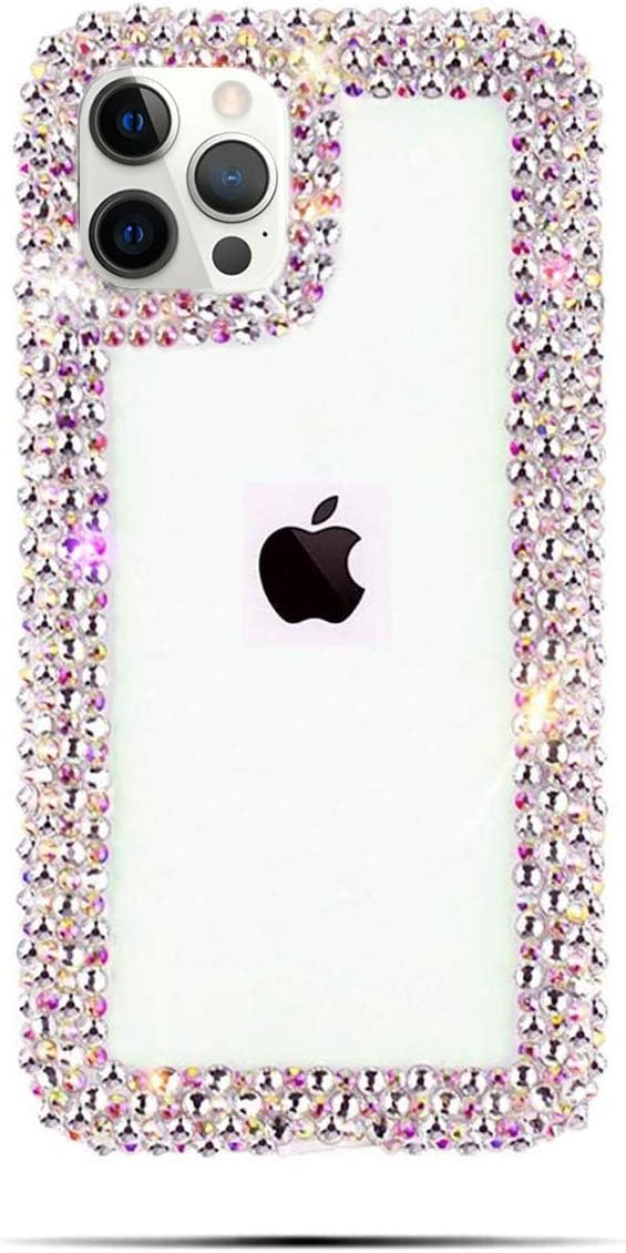Bonitec Jesiya for iPhone 12 Pro Max Case 3D Glitter Sparkle Bling Case Luxury Shiny Crystal Rhinestone Diamond Bumper Clear Protective Case Cover Clear