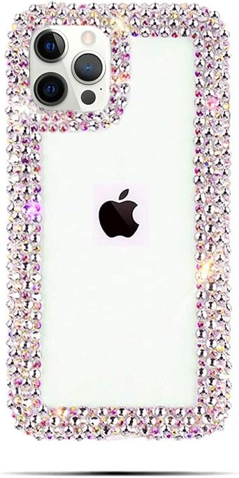 Jesiya for iPhone 12 Pro Max Case 3D Glitter Sparkle Bling Case Luxury Shiny Crystal Rhinestone Diamond Bumper Clear Protective Case Cover Clear