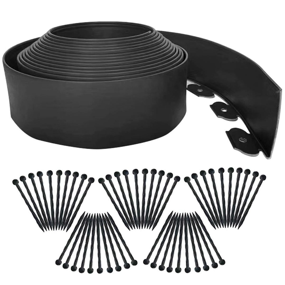 10M Garden Edging Borders,Lawn Edging Border[Extra Tall 4IN High] with 50pcs Stakes Flexible Landscape Edging Kit,Mini Plastic Fence for Yard,Landscaping,Flowerbeds,Grass,Tree-Black